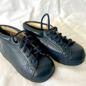 Jumping Jacks Blue leather toddler booties laced high ankle support 5.5 size